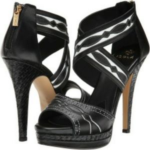 🌸ISOLA🌸DALLON LEATHER BLACK & WHITE HEELS NEW 7M